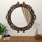 Motif Designer Art Modern Round Shape Mirror with Wooden Frame - Decor Mantra 