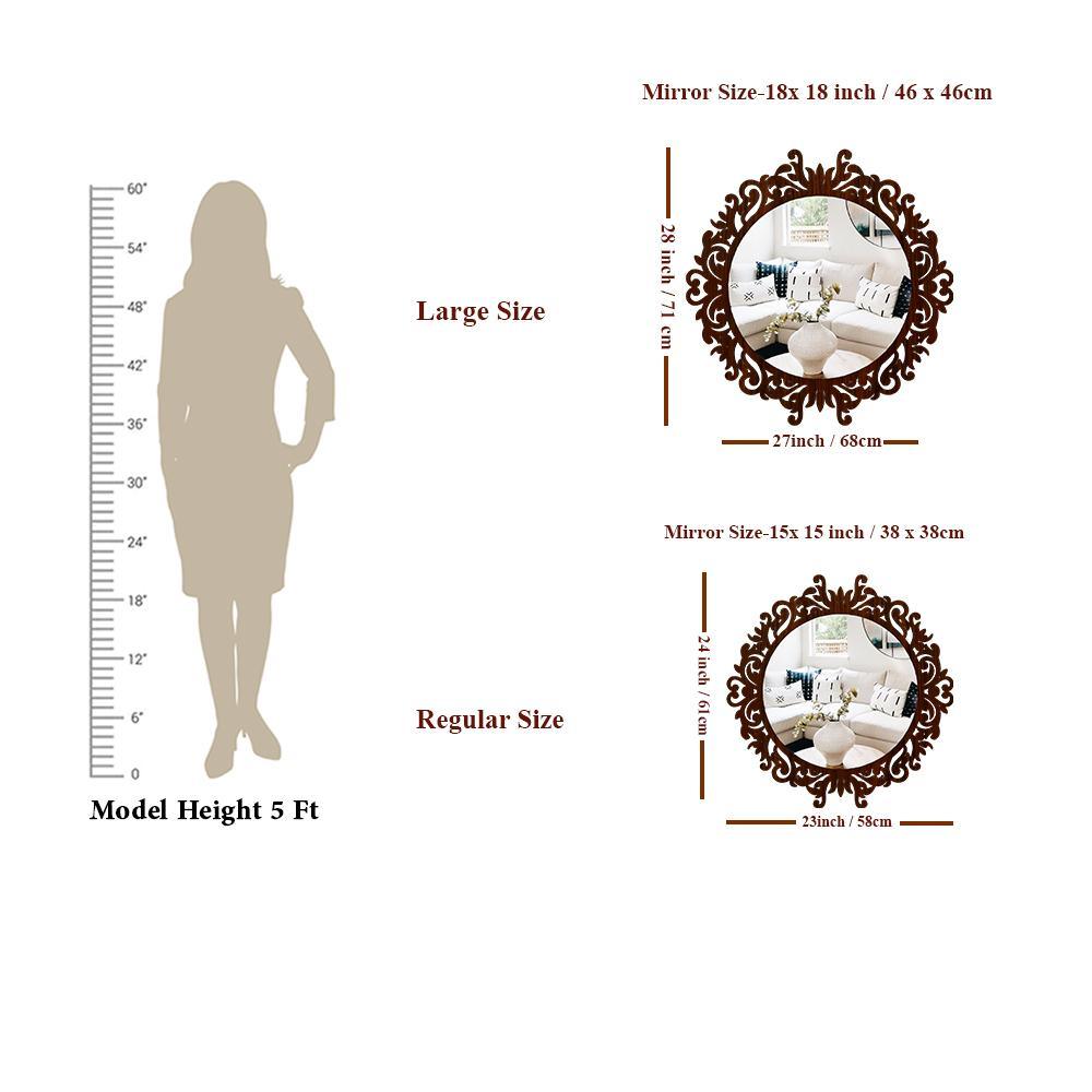 Motif Designer Art Modern Round Shape Mirror with Wooden Frame - Decor Mantra 