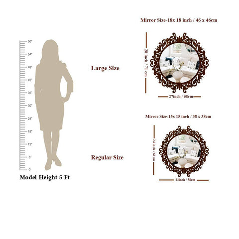 Motif Designer Art Modern Round Shape Mirror with Wooden Frame - Decor Mantra 