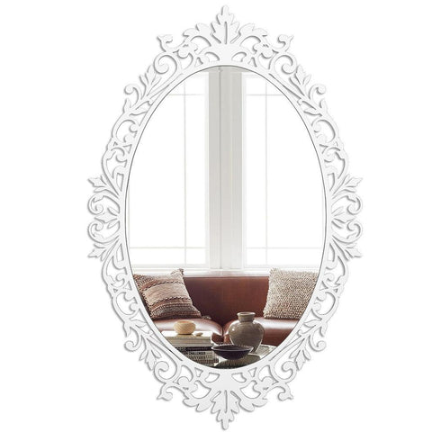 Beautiful Designer Classic Oval Shape Vanity Mirror with Bold Motif Frame - Decor Mantra 