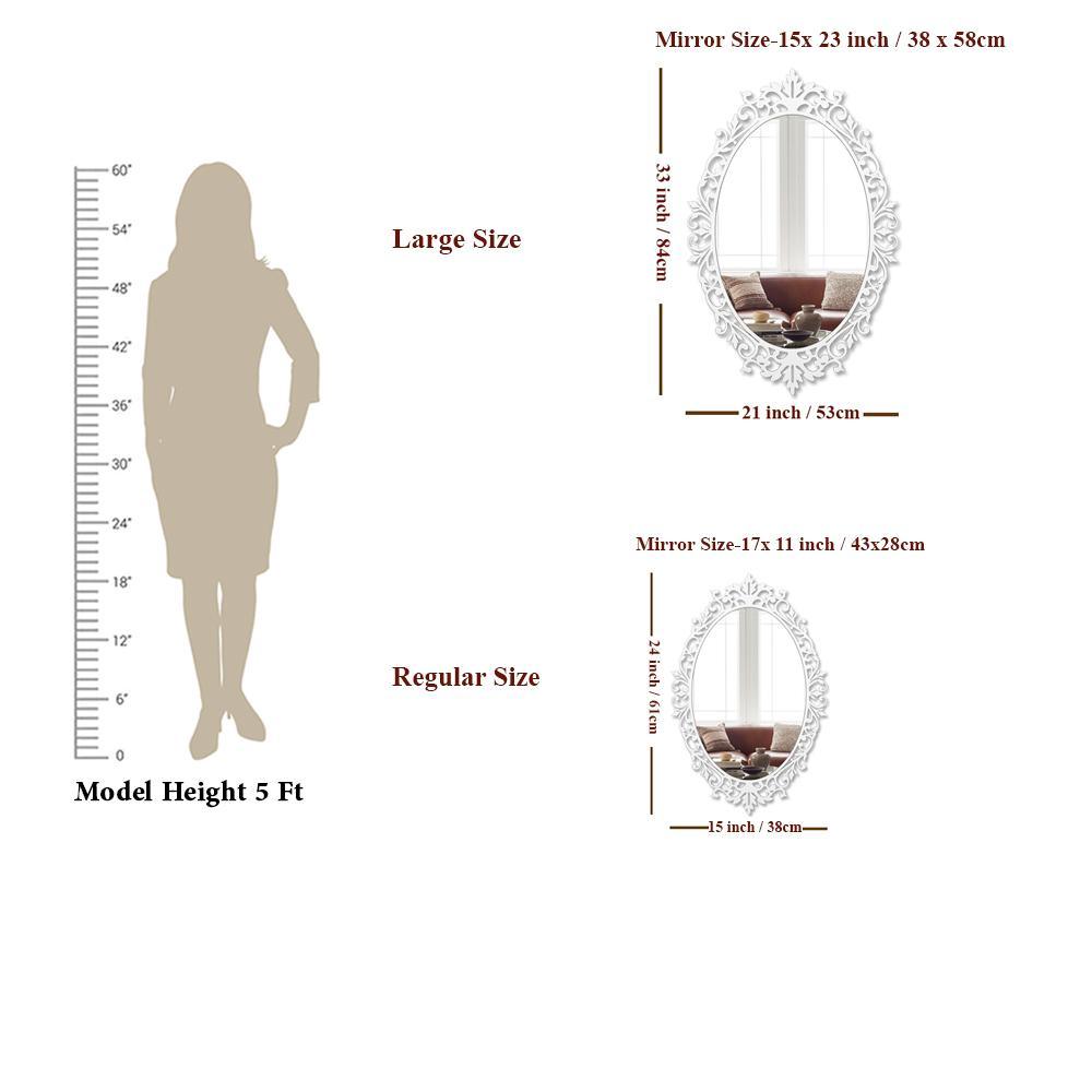 Beautiful Designer Classic Oval Shape Vanity Mirror with Bold Motif Frame - Decor Mantra 