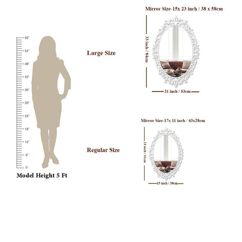 Beautiful Designer Classic Oval Shape Vanity Mirror with Bold Motif Frame - Decor Mantra 