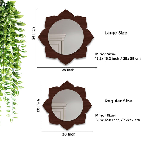 Beautiful Flower Shaped Designer Wooden Wall Mirror - Decor Mantra 