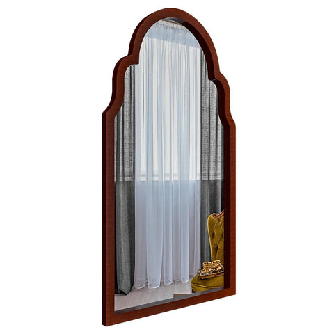 Premium Window European Unique Design Wooden Decorative Wall Mirror ( White/Brown Finish ) - Decor Mantra 