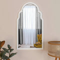 Premium Window European Unique Design Wooden Decorative Wall Mirror ( White/Brown Finish ) - Decor Mantra 