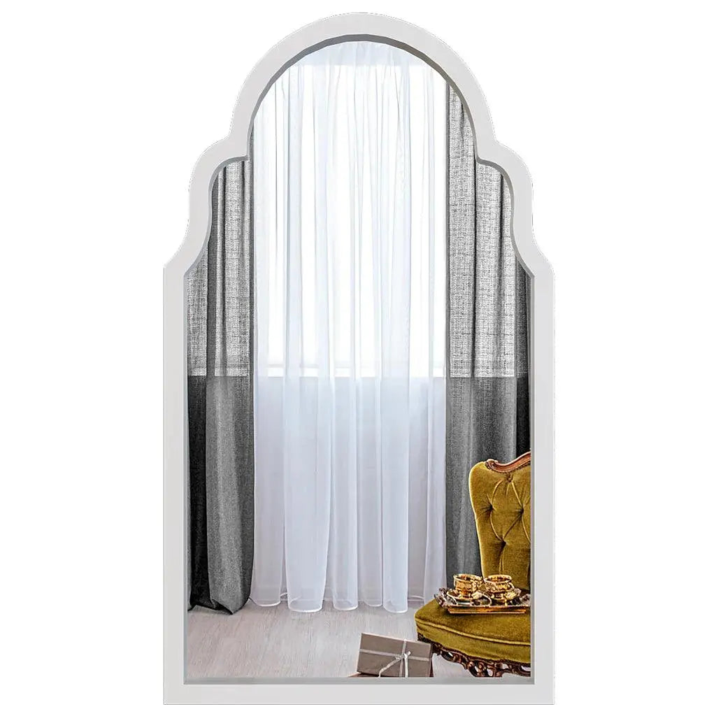 Premium Window European Unique Design Wooden Decorative Wall Mirror ( White/Brown Finish ) - Decor Mantra 