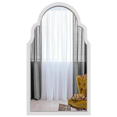 Premium Window European Unique Design Wooden Decorative Wall Mirror ( White/Brown Finish ) - Decor Mantra 