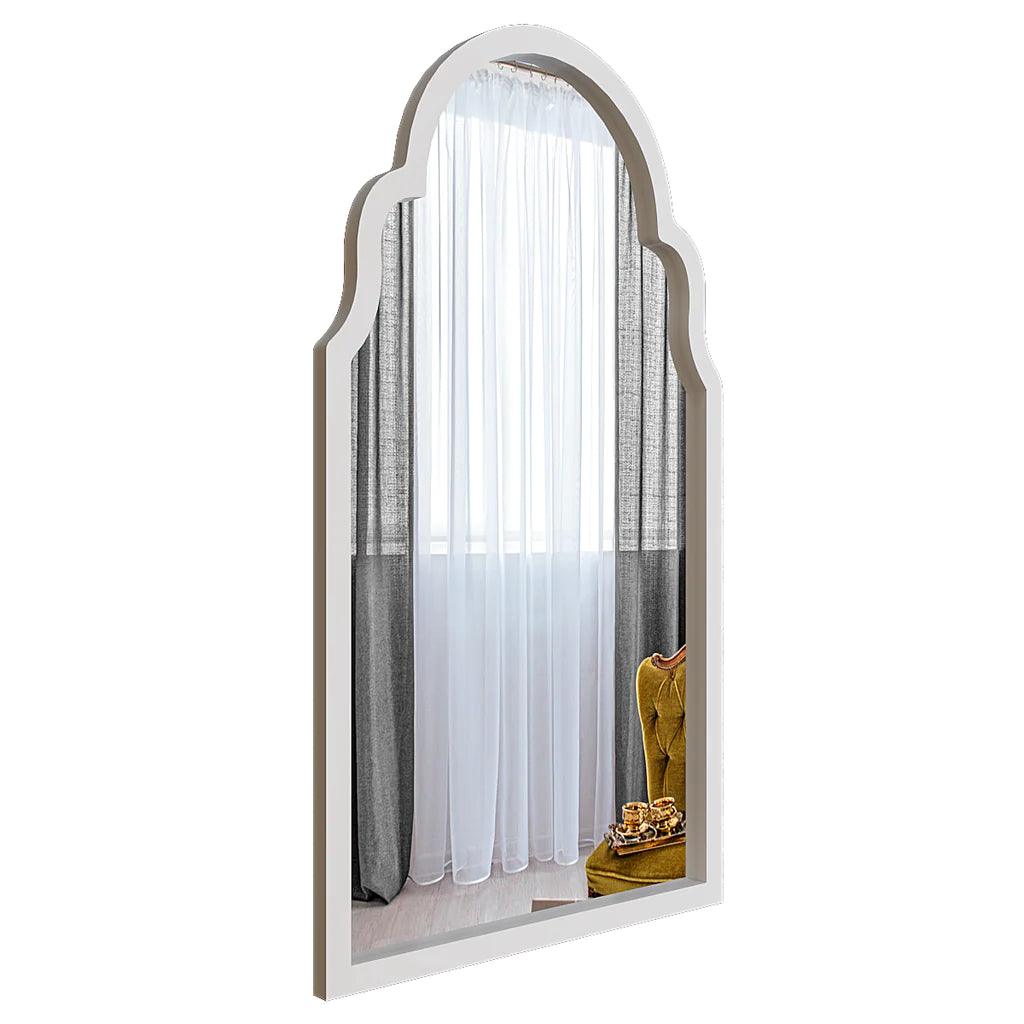 Premium Window European Unique Design Wooden Decorative Wall Mirror ( White/Brown Finish ) - Decor Mantra 