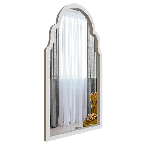 Premium Window European Unique Design Wooden Decorative Wall Mirror ( White/Brown Finish ) - Decor Mantra 