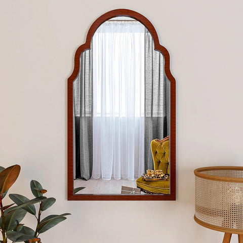 Premium Window European Unique Design Wooden Decorative Wall Mirror ( White/Brown Finish ) - Decor Mantra 