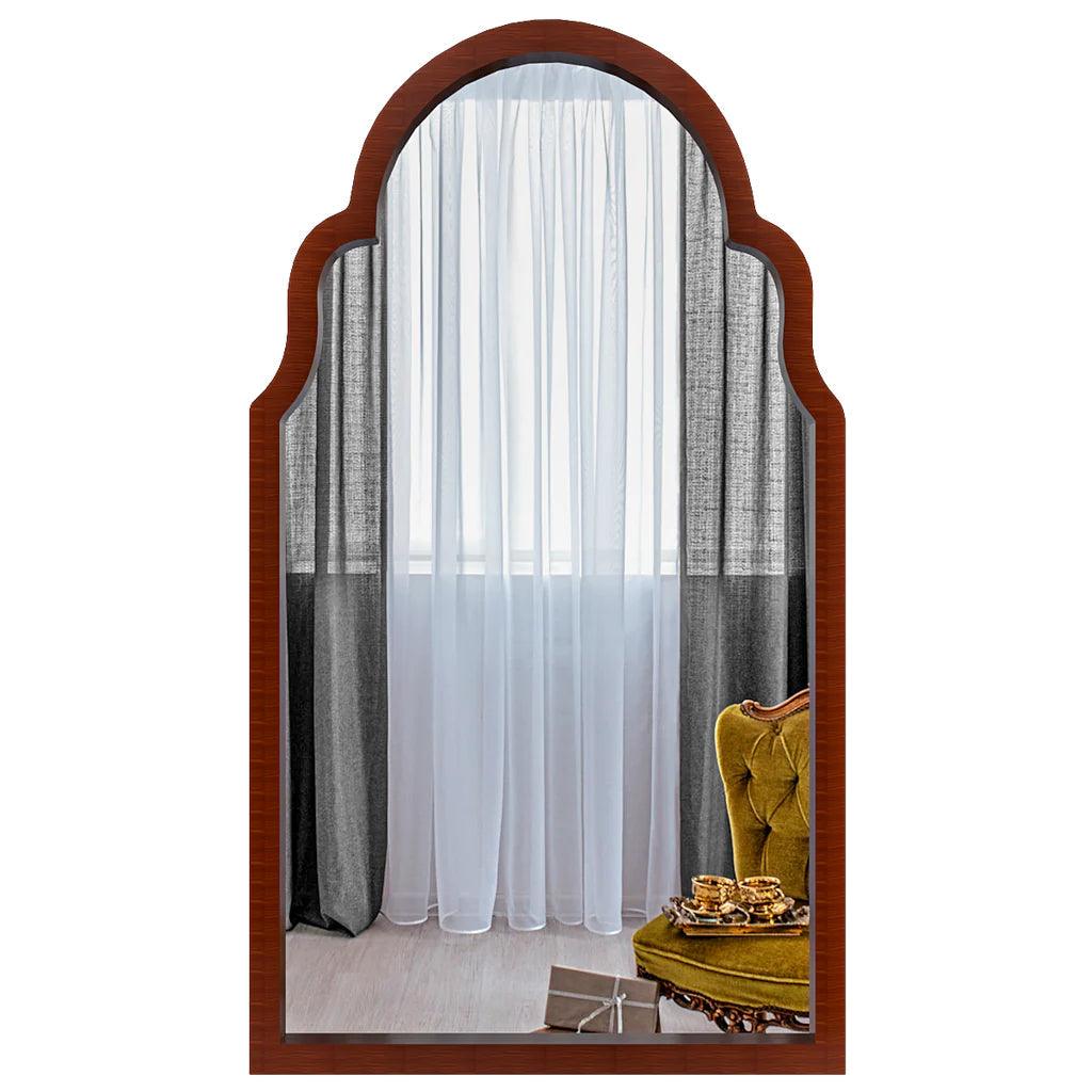 Premium Window European Unique Design Wooden Decorative Wall Mirror ( White/Brown Finish ) - Decor Mantra 