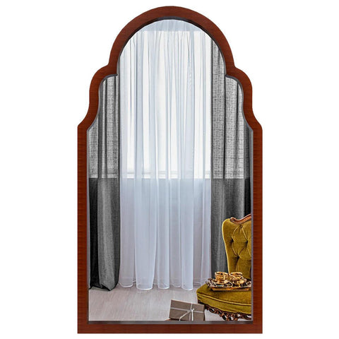 Premium Window European Unique Design Wooden Decorative Wall Mirror ( White/Brown Finish ) - Decor Mantra 