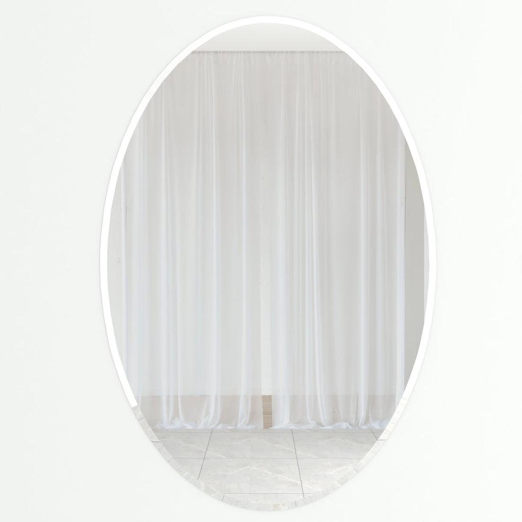 Scandinavian Frame less Beveled Oval Shaped Wall Mirror - Decor Mantra 