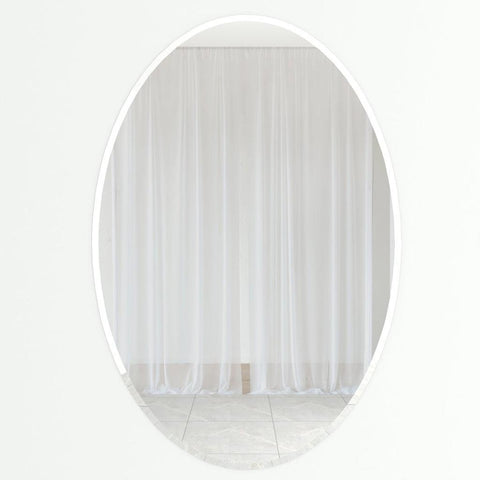 Scandinavian Frame less Beveled Oval Shaped Wall Mirror - Decor Mantra 