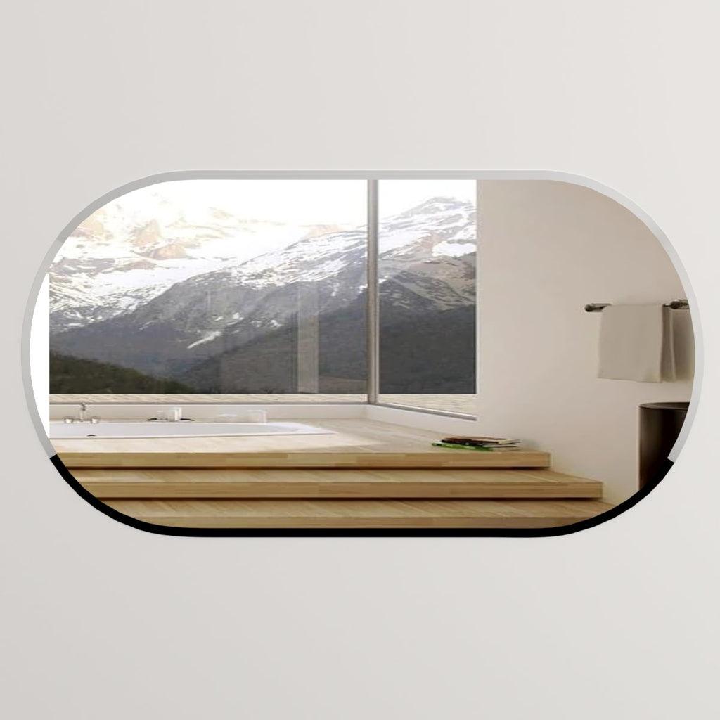 Scandinavian Frameless Beveled Capsule shaped Bathroom Mirror - Decor Mantra 