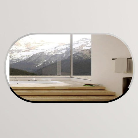 Scandinavian Frameless Beveled Capsule shaped Bathroom Mirror - Decor Mantra 