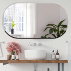 Scandinavian Frameless Beveled Capsule shaped Bathroom Mirror - Decor Mantra 