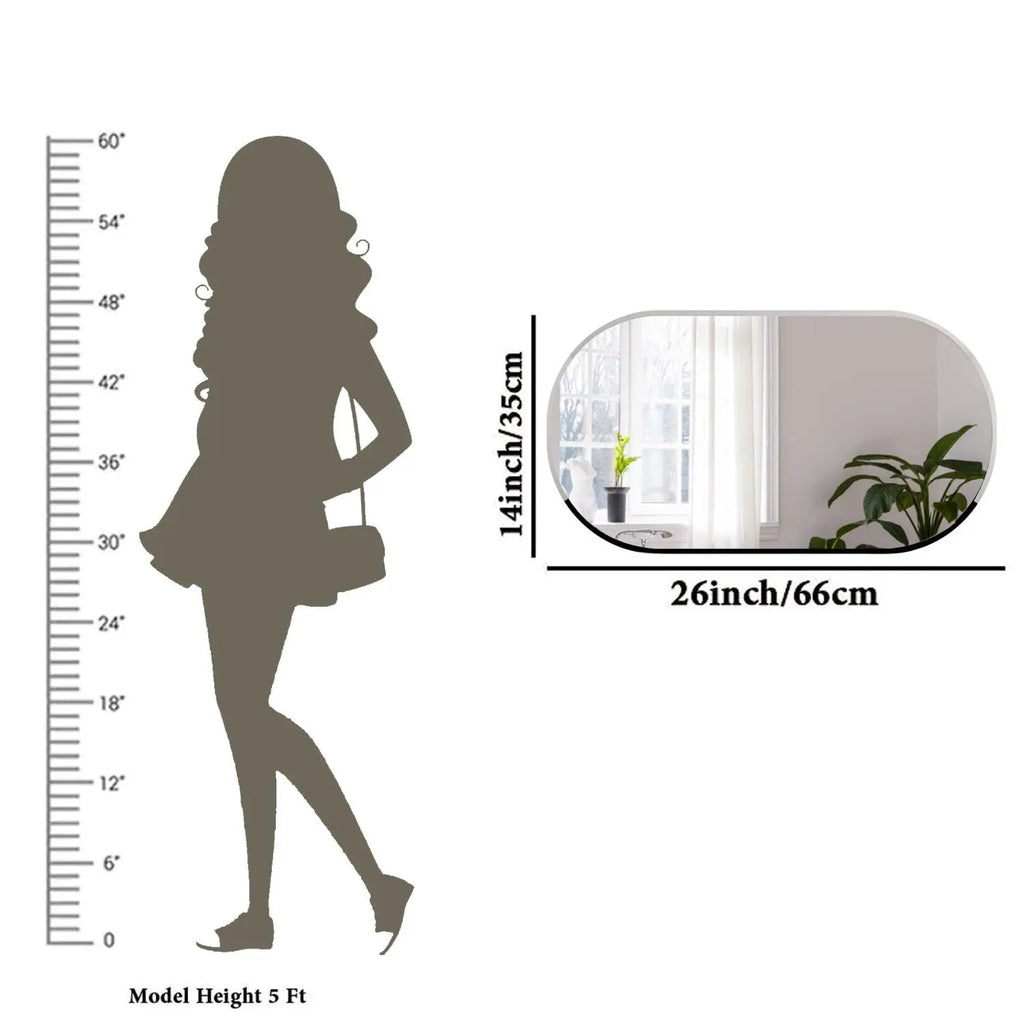 Scandinavian Frameless Beveled Capsule shaped Bathroom Mirror - Decor Mantra 