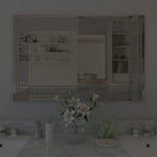 Designer Greek Key Motif Shape LED Rectangular Bathroom Mirror - Decor Mantra 