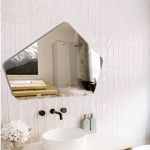 Scandinavian Frameless Beveled Geometrical Shaped Wall Mirror - Decor Mantra 