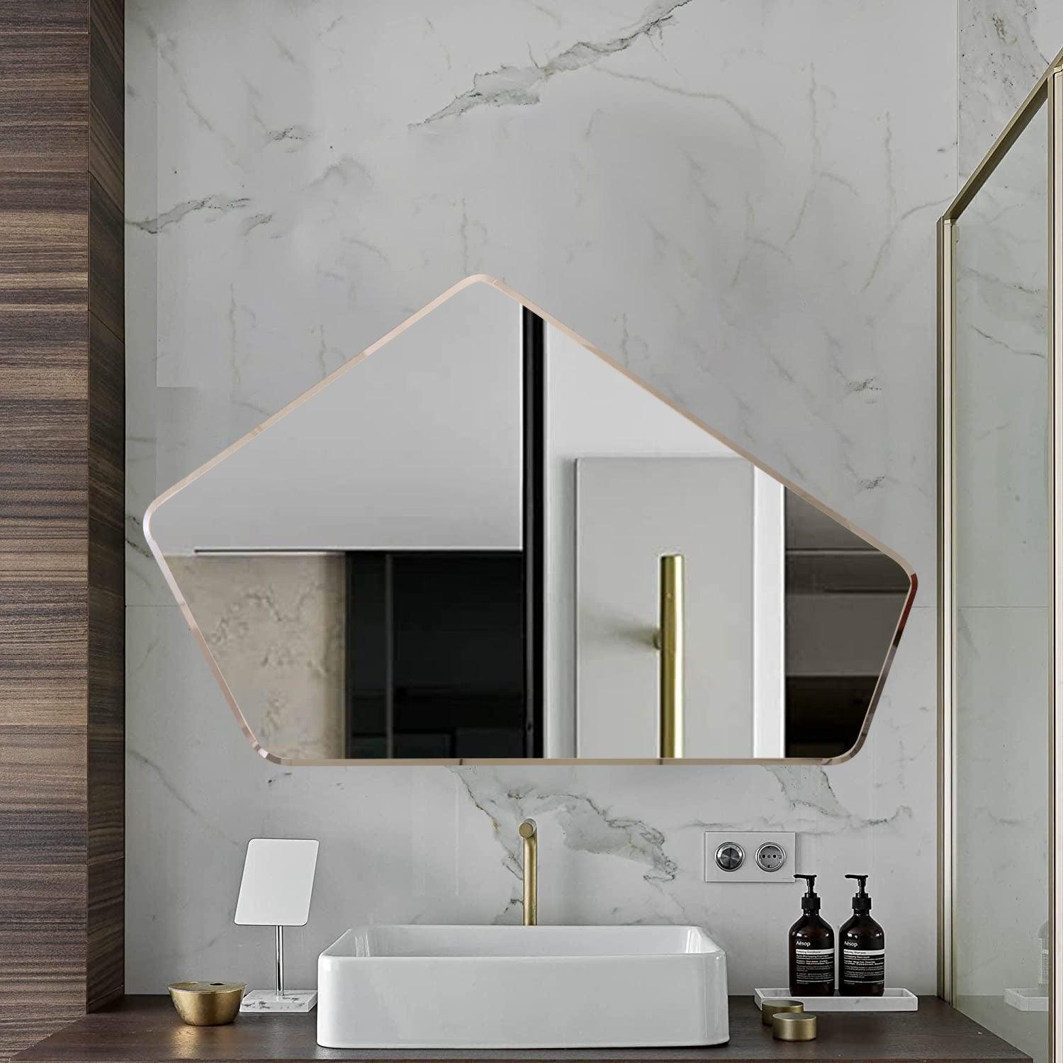 Scandinavian Frameless Beveled Geometrical Shaped Wall Mirror - Decor Mantra 