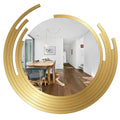 Beautiful Decorative Wooden Wall Mirror Rounded Shape with Golden Finish Frame - Decor Mantra 
