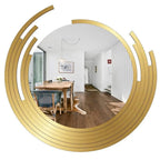 Beautiful Decorative Wooden Wall Mirror Rounded Shape with Golden Finish Frame - Decor Mantra 