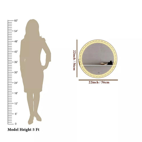 Beautiful Greek Key Motif Design LED Round Shape Bathroom Mirror - Decor Mantra 