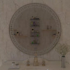Beautiful Greek Key Motif Design LED Round Shape Bathroom Mirror - Decor Mantra 