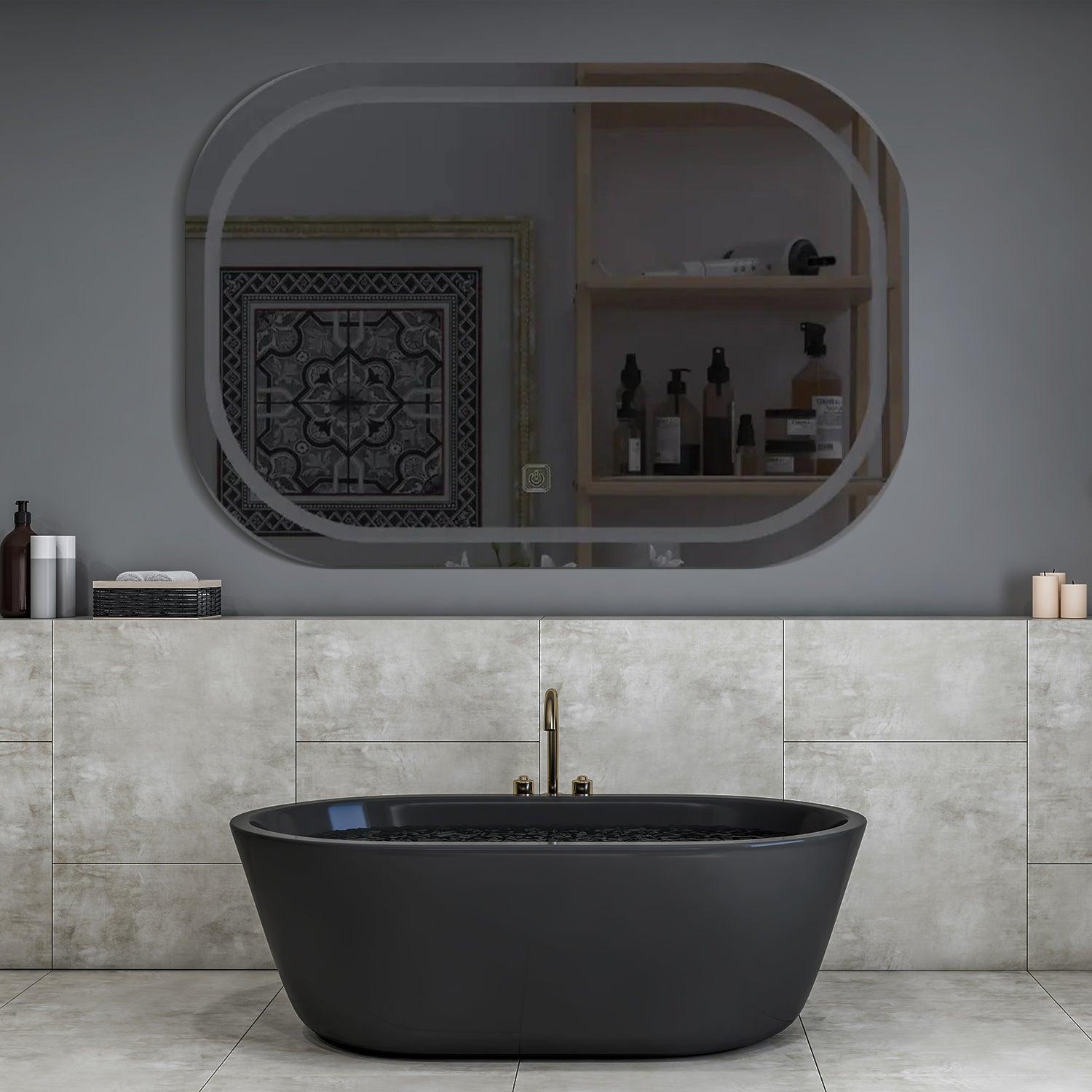 Modern Design LED Curved Rectangle Shaped Bathroom Mirror - Decor Mantra 