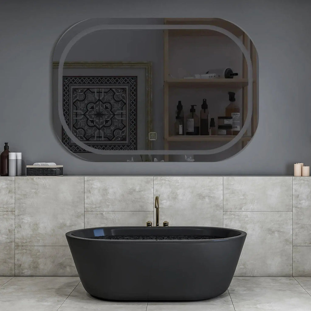 Modern Design LED Curved Rectangle Shaped Bathroom Mirror - Decor Mantra 