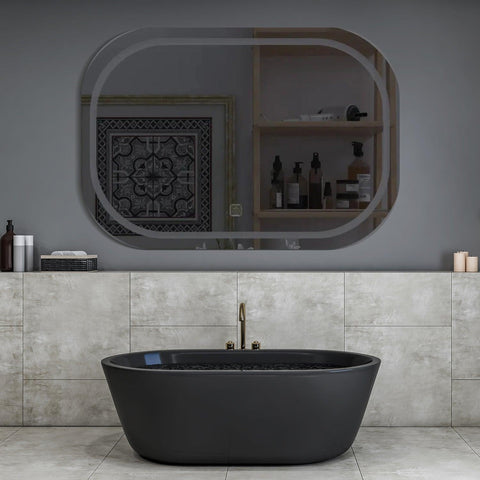 Modern Design LED Curved Rectangle Shaped Bathroom Mirror - Decor Mantra 