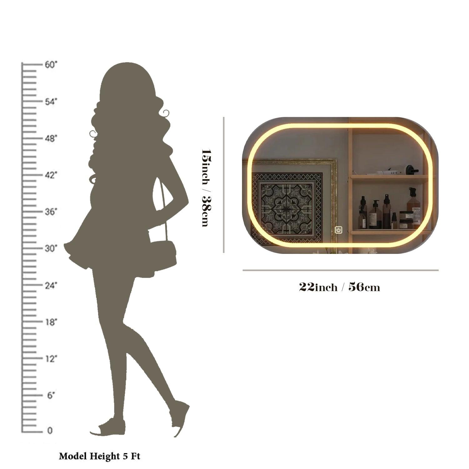 Modern Design LED Curved Rectangle Shaped Bathroom Mirror - Decor Mantra 