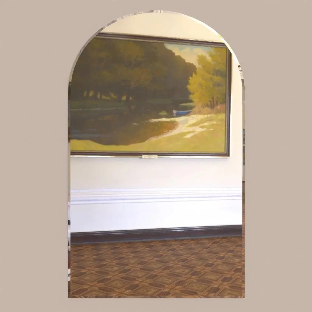 Scandinavian Frameless Arched Shaped Beveled Bathroom Wall Mirror - Decor Mantra 