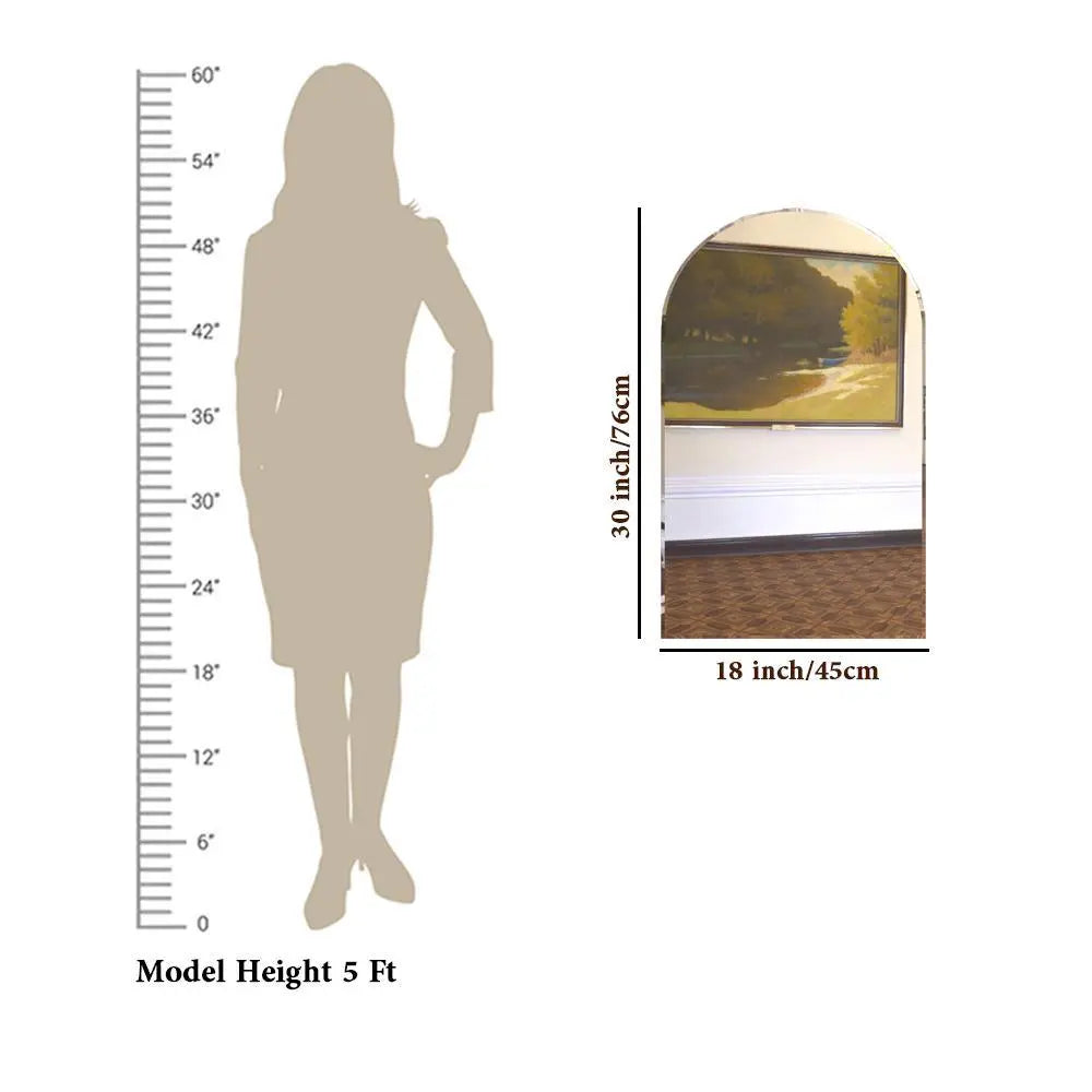 Scandinavian Frameless Arched Shaped Beveled Bathroom Wall Mirror - Decor Mantra 