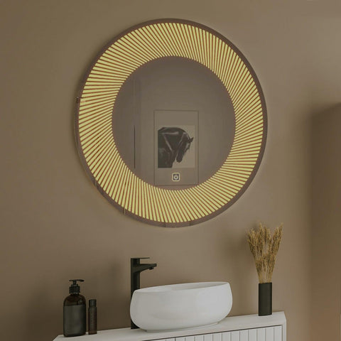 Modern Design Semi-Spiral Round LED Bathroom Wall Mirror - Decor Mantra 