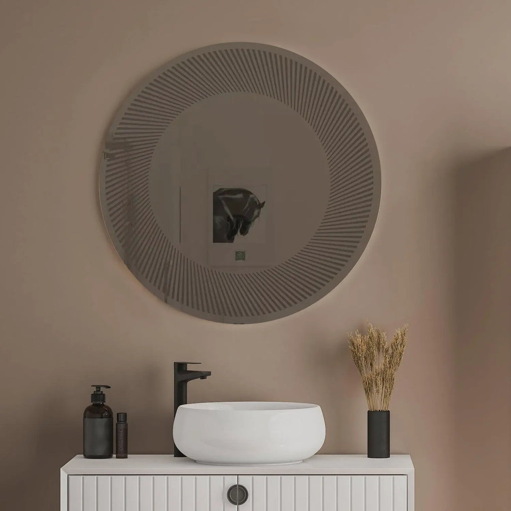 Modern Design Semi-Spiral Round LED Bathroom Wall Mirror - Decor Mantra 