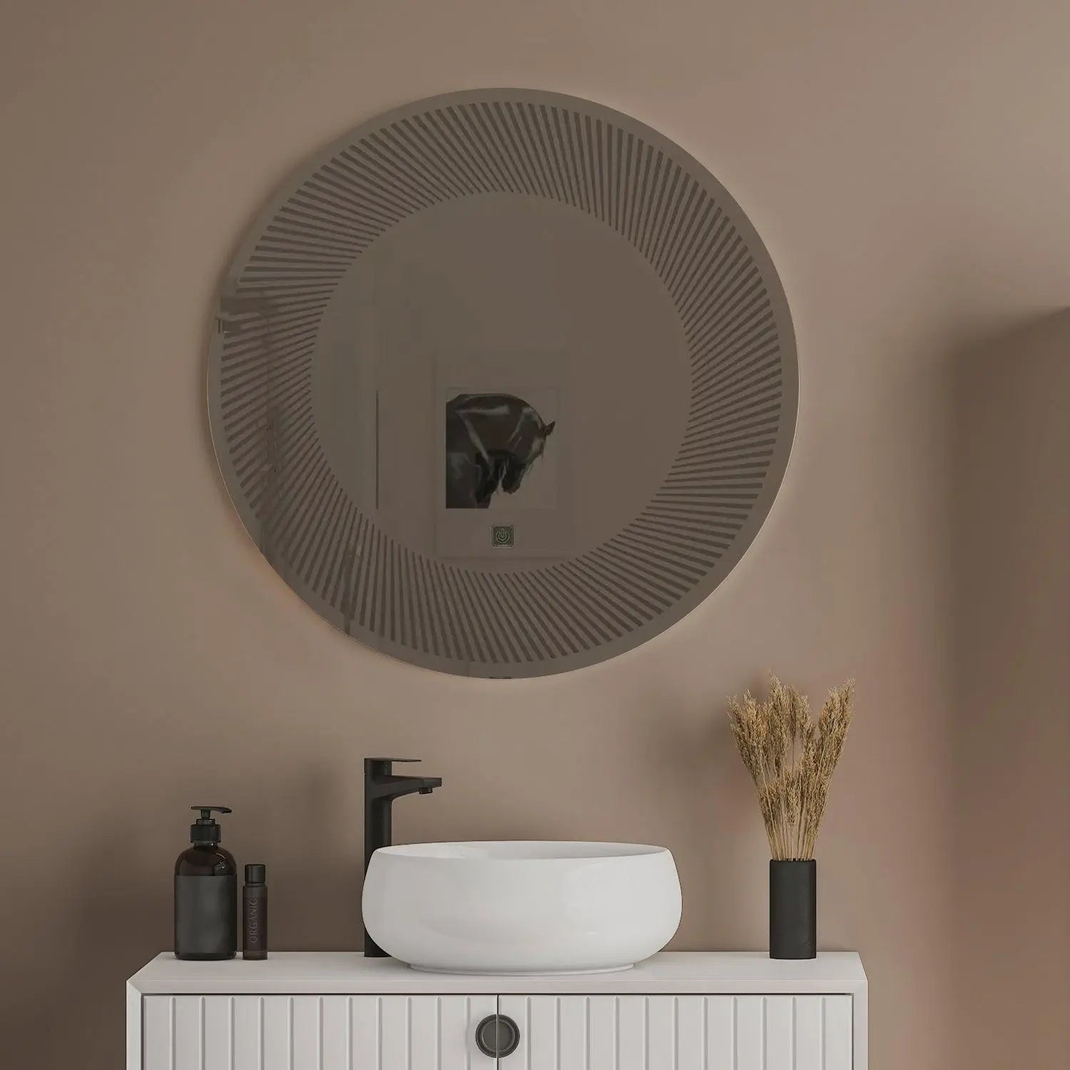 Modern Design Semi-Spiral Round LED Bathroom Wall Mirror - Decor Mantra 