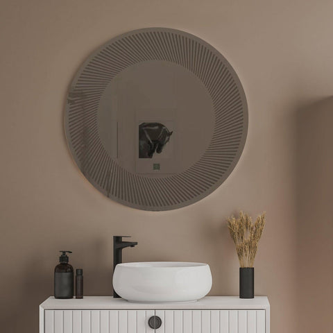 Modern Design Semi-Spiral Round LED Bathroom Wall Mirror - Decor Mantra 