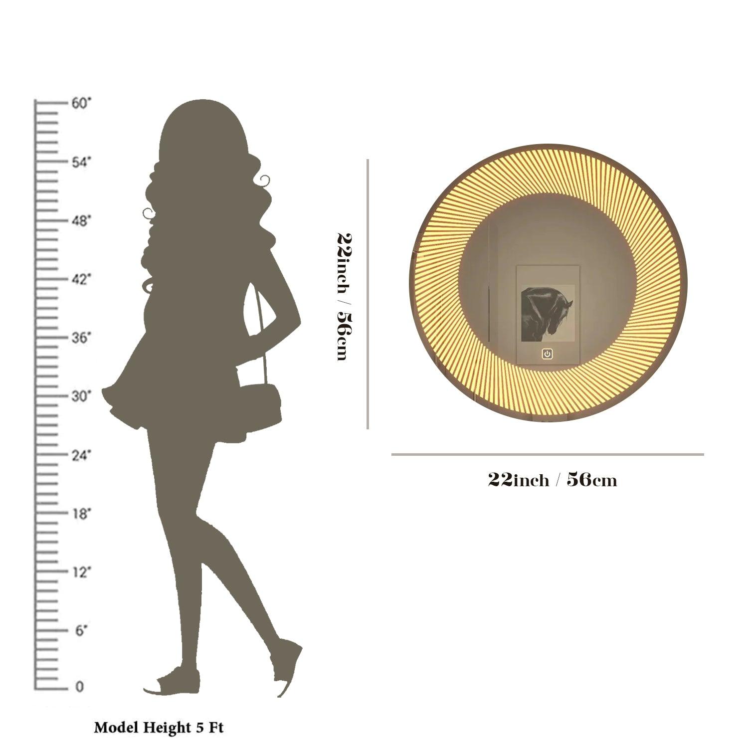 Modern Design Semi-Spiral Round LED Bathroom Wall Mirror - Decor Mantra 