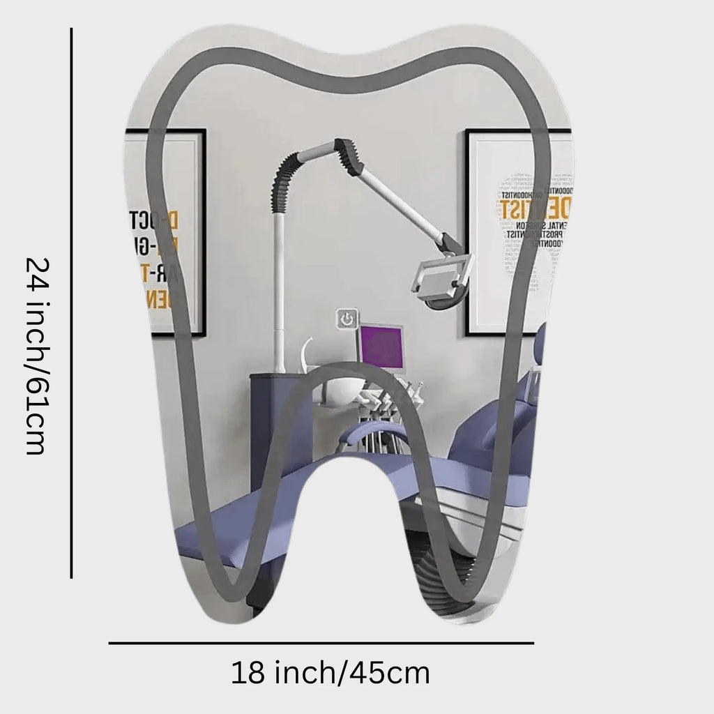 Artistic Tooth Shaped Decorative LED Mirror for Dentist Office - Decor Mantra 