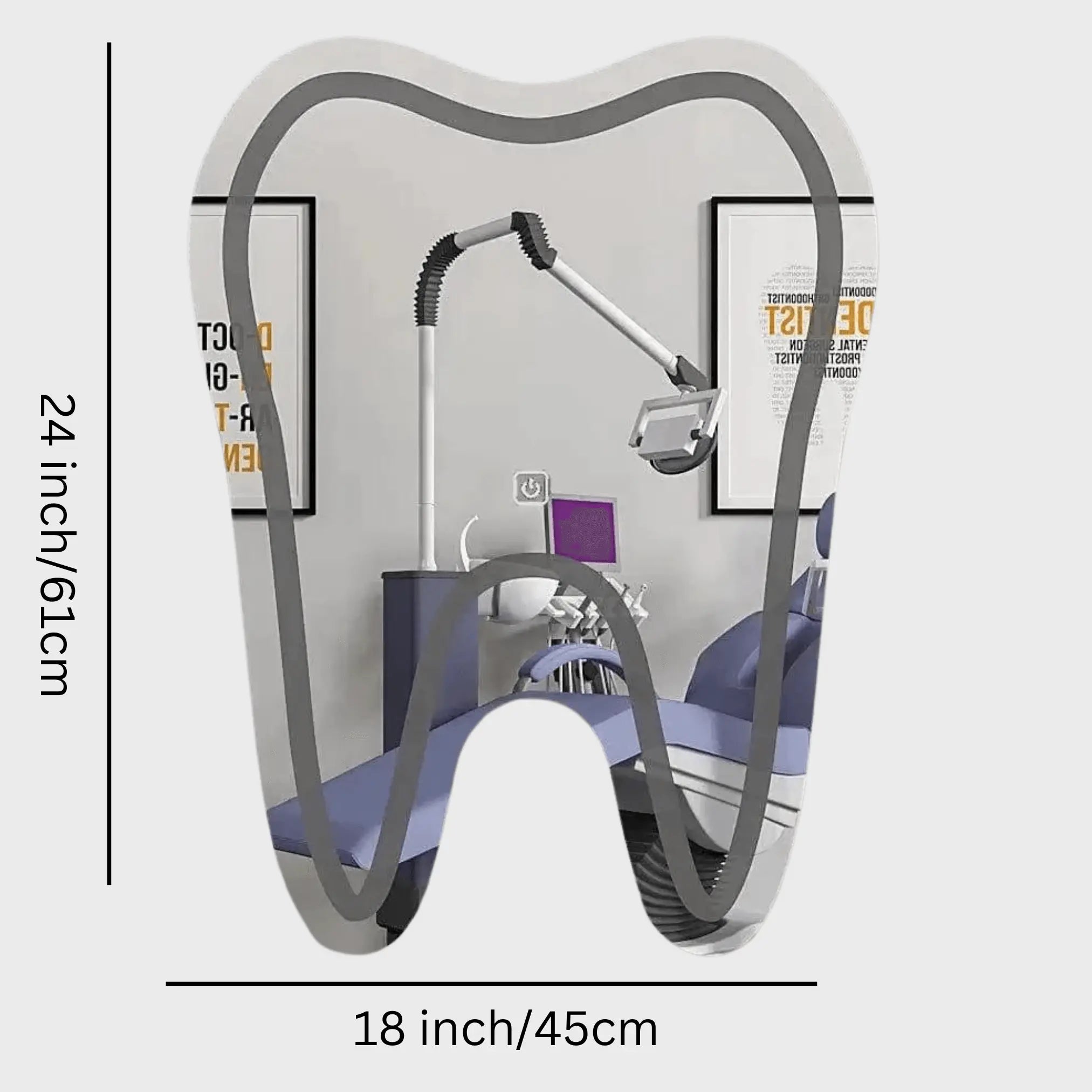 Artistic Tooth Shaped Decorative LED Mirror for Dentist Office - Decor Mantra 