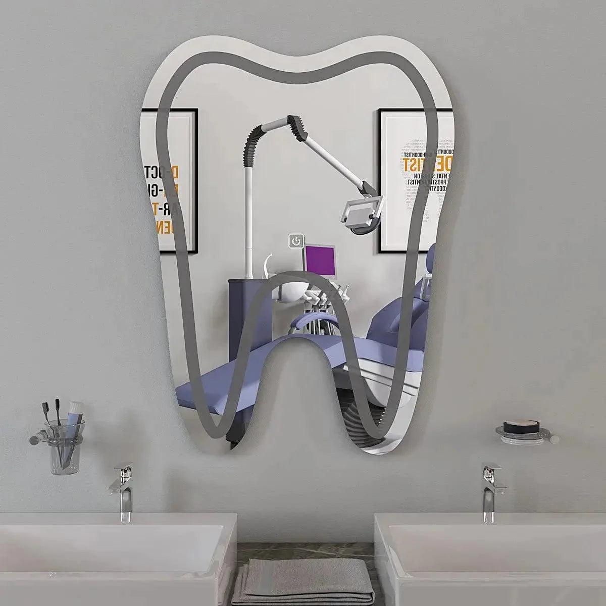 Artistic Tooth Shaped Decorative LED Mirror for Dentist Office - Decor Mantra 