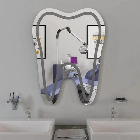Artistic Tooth Shaped Decorative LED Mirror for Dentist Office - Decor Mantra 