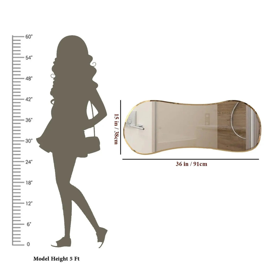 Scandinavian Frameless Beveled Asymmetrical Shape Bathroom Wall Mirror - Decor Mantra 
