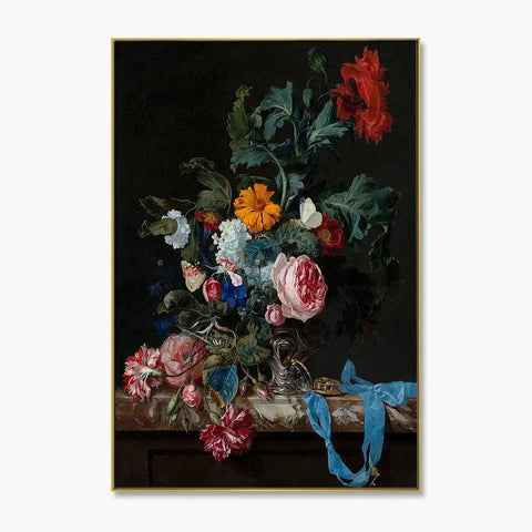A Stunning Still Life Canvas Painting of Flowers and Fruits - Decor Mantra 