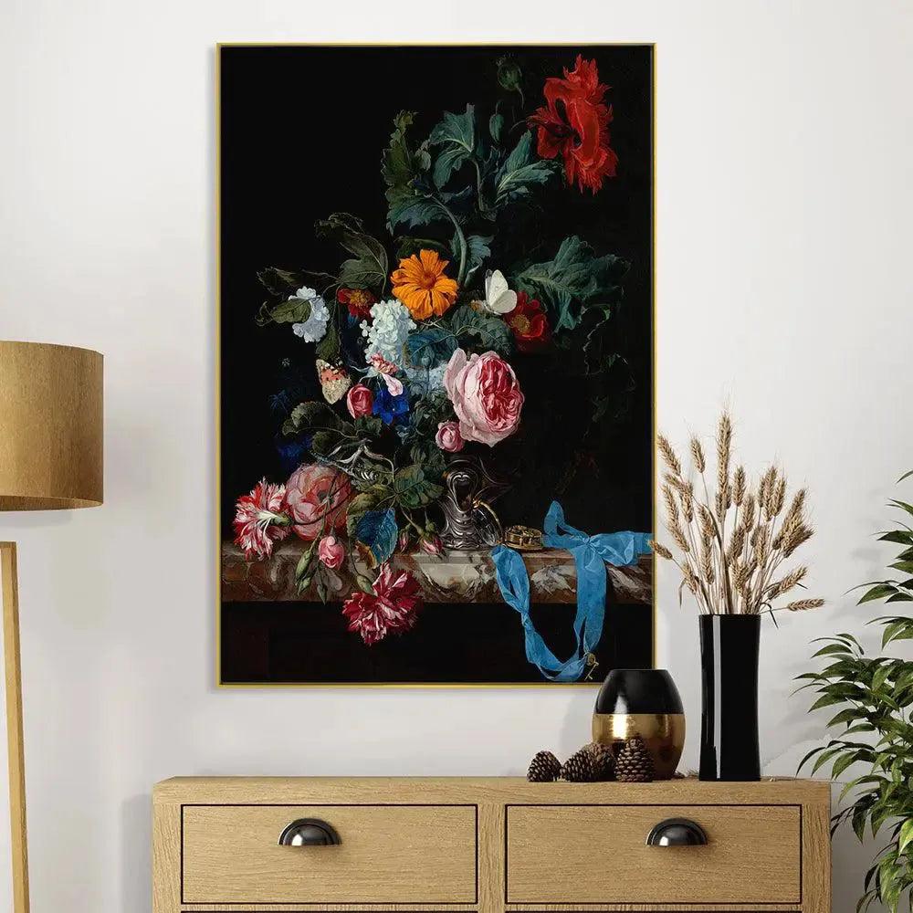 A Stunning Still Life Canvas Painting of Flowers and Fruits - Decor Mantra 