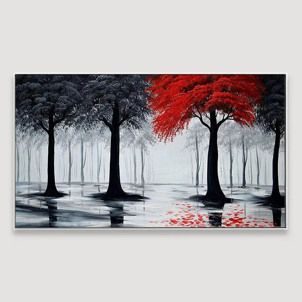 Red and Black Woodland Scene Panoramic Canvas Art AdPrints