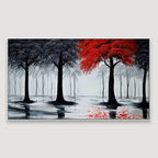 Red and Black Woodland Scene Panoramic Canvas Art AdPrints