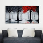 Red and Black Woodland Scene Panoramic Canvas Art AdPrints